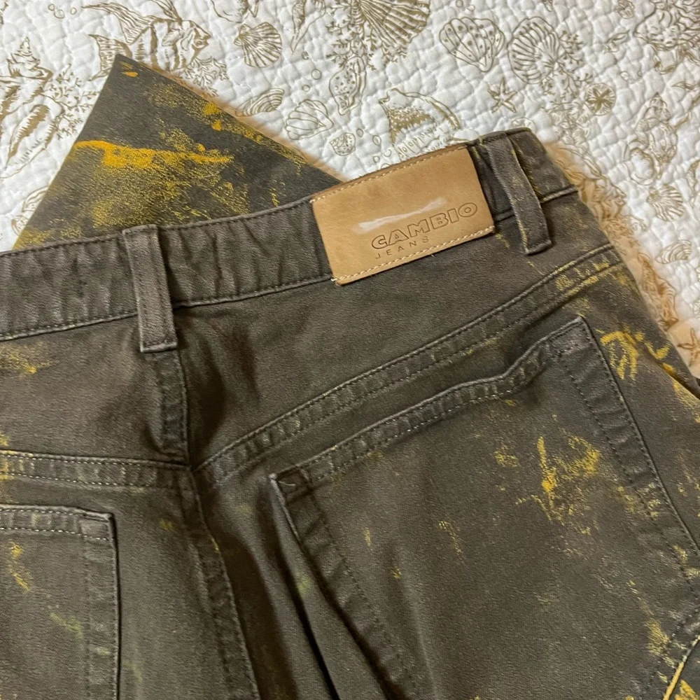 Cambio 6/8 Sharon Green Slim Straight Bleach Dye Preppy Grunge Luxe Fall Jeans